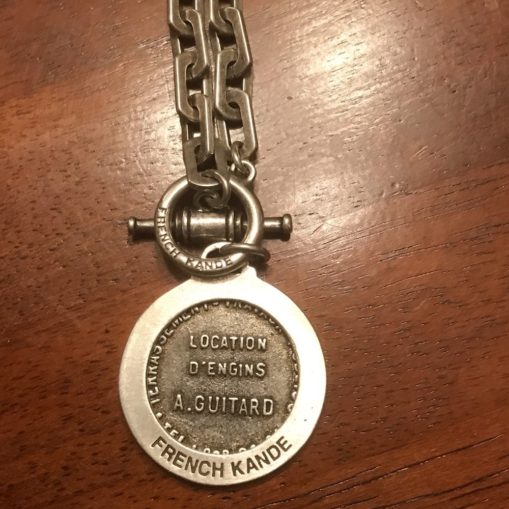 French Kande Toggle Silver Necklace with Medallion - Picture 6 of 6